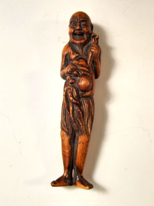 JAPANESE BOXWOOD NETSUKE SENNIN WITH OCTOPUS - ADDITIONAL PHOTO 7