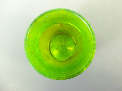 BOHEMIAN LOETZ BLUE ON GREEN PAPILLON GLASS VASE - ADDITIONAL PHOTO 4