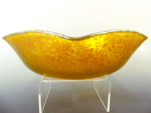 BOHEMIAN LOETZ GOLD ON GOLD PAPILLON GLASS BOWL - ADDITIONAL PHOTO 1
