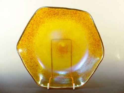 BOHEMIAN LOETZ GOLD ON GOLD PAPILLON GLASS BOWL - ADDITIONAL PHOTO 3