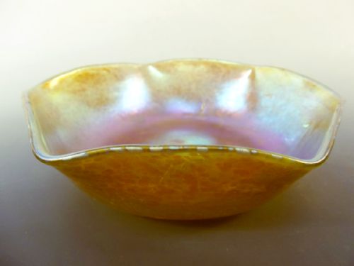 BOHEMIAN LOETZ GOLD ON GOLD PAPILLON GLASS BOWL - ADDITIONAL PHOTO 4