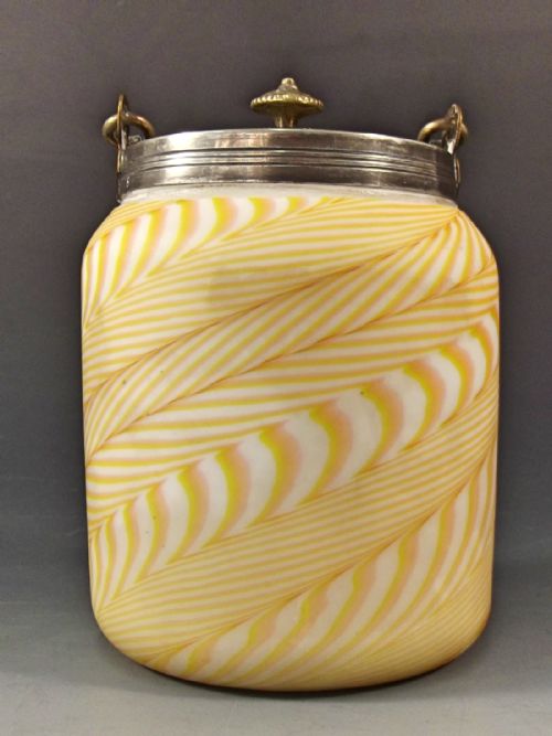 victorian stourbridge pull up glass biscuit barrel - CATEGORY: ANTIQUE GLASS - DATED 1880