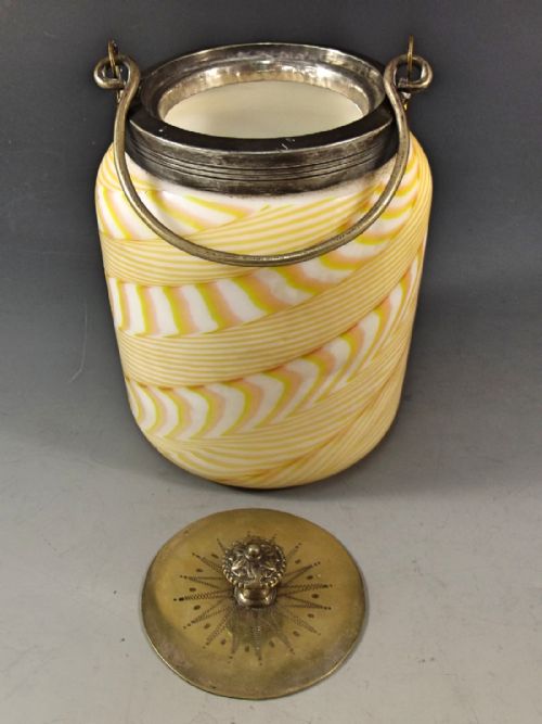 VICTORIAN STOURBRIDGE PULL UP GLASS BISCUIT BARREL - ADDITIONAL PHOTO 2