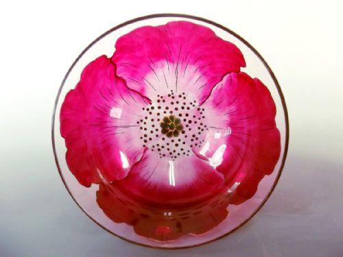 PAIR THERESIENTHAL GLASS ENAMELLED POPPY BOWLS - ADDITIONAL PHOTO 1