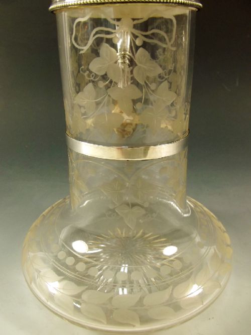 VICTORIAN SILVER PLATE CUT GLASS LION MOUNTED CLARET JUG - ADDITIONAL PHOTO 7