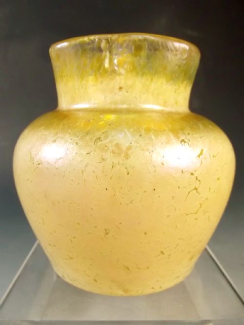 bohemian loetz gold on gold papillon glass vase - CATEGORY: ANTIQUE VASES - DATED 1900