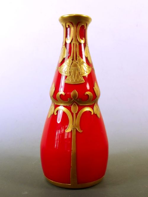 legras saint denis glass vase gilt decoration c1905 - CATEGORY: ANTIQUE VASES - DATED 1900