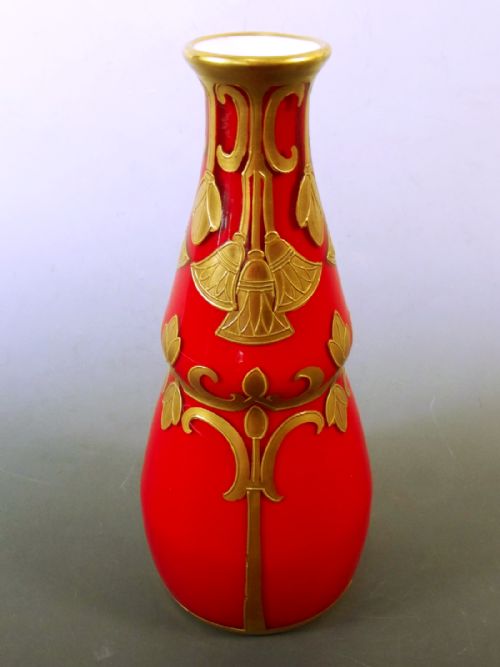 LEGRAS SAINT DENIS GLASS VASE GILT DECORATION C1905 - ADDITIONAL PHOTO 1