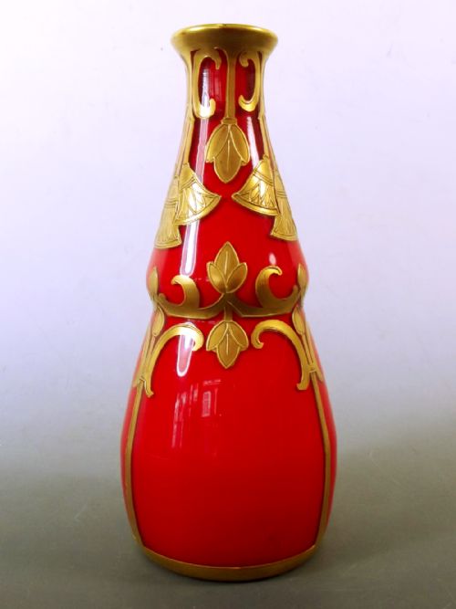 LEGRAS SAINT DENIS GLASS VASE GILT DECORATION C1905 - ADDITIONAL PHOTO 2