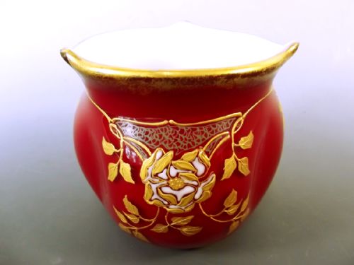 legras saint denis glass posy vase with gilt and enamel decoration c1905 - CATEGORY: ANTIQUE VASES - DATED 1900