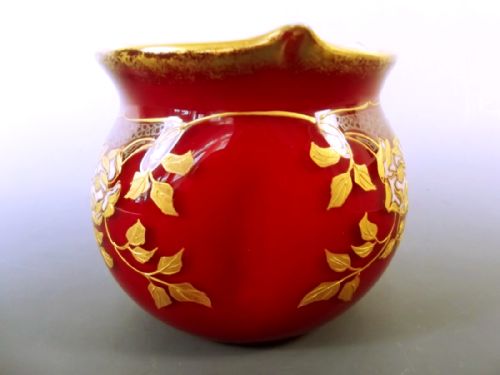 LEGRAS SAINT DENIS GLASS POSY VASE WITH GILT AND ENAMEL DECORATION C1905 - ADDITIONAL PHOTO 2