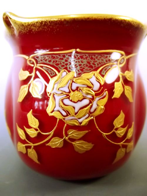 LEGRAS SAINT DENIS GLASS POSY VASE WITH GILT AND ENAMEL DECORATION C1905 - ADDITIONAL PHOTO 3