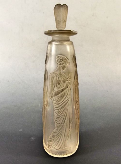 r lalique antique amber perfume bottle for coty perfumes - CATEGORY: ANTIQUE GLASS - DATED 1910