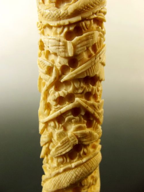 CHINESE CANTON IVORY NEEDLE CASE WITH NEEDLES C1840 - ADDITIONAL PHOTO 3