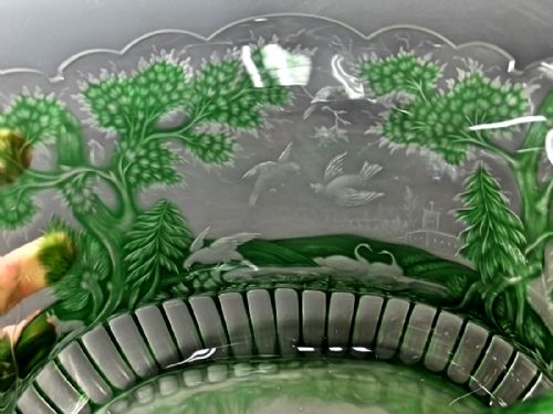 SUPERB GREEN FLASHED INTAGLIO CUT THOMAS WEBB VASE - ADDITIONAL PHOTO 8