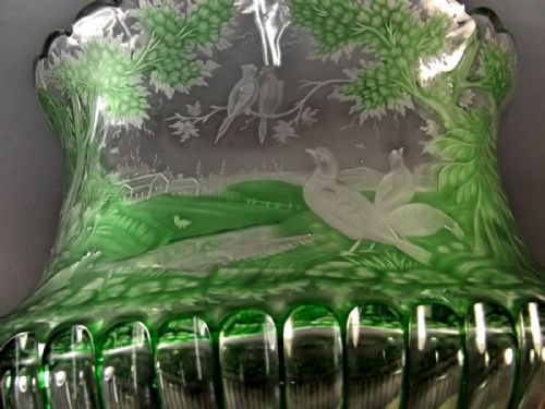 SUPERB GREEN FLASHED INTAGLIO CUT THOMAS WEBB VASE - ADDITIONAL PHOTO 11