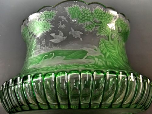 SUPERB GREEN FLASHED INTAGLIO CUT THOMAS WEBB VASE - ADDITIONAL PHOTO 12