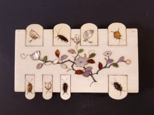 japanese meiji period ivory shibayama bezique marker - CATEGORY: ANTIQUE MISCELLANEOUS - DATED 1900
