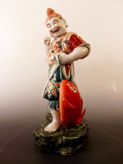 japanese meiji period kutani porcelain ebisu figurine - CATEGORY: ANTIQUE CERAMICS - DATED 1890