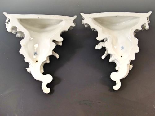 PAIR OF DRESDEN PORCELAIN CHERUB WALL SHELVES C1880 - ADDITIONAL PHOTO 5