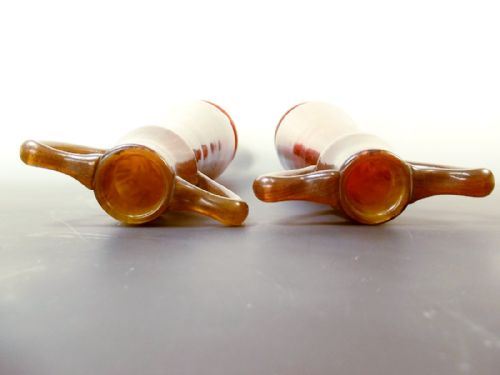 LARGE PAIR DAUM NANCY ART NOUVEAU MAHOGANY JADE GLASS VASES - ADDITIONAL PHOTO 7