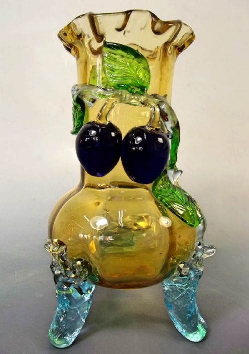 stevens williams applied glass berry vase c1890 - CATEGORY: ANTIQUE VASES - DATED 1890
