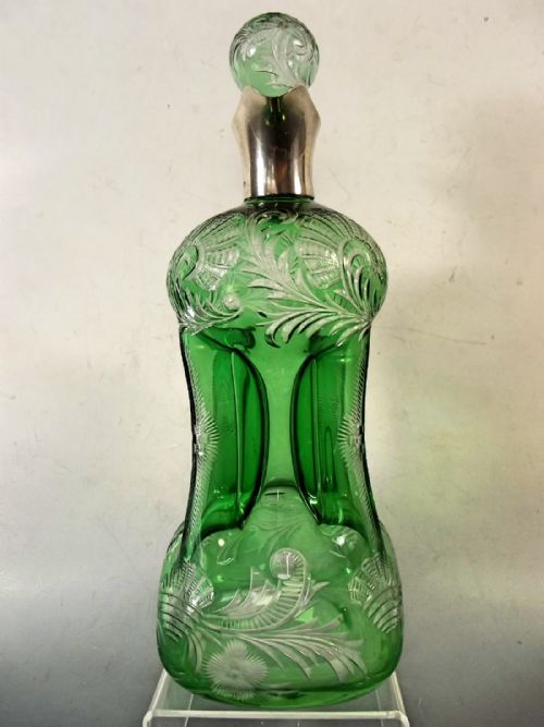 STEVENS WILLIAMS INTAGLIO CUT GLASS SILVER MOUNTED DECANTER AND GLASSES - ADDITIONAL PHOTO 4