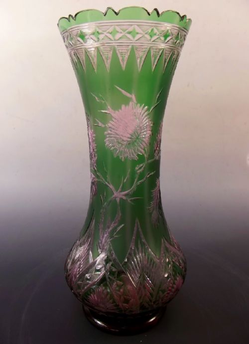 STEVENS WILLIAMS GREEN OVER RED INTAGLIO CUT VASE BY JOSHUA HODGETTS - ADDITIONAL PHOTO 1