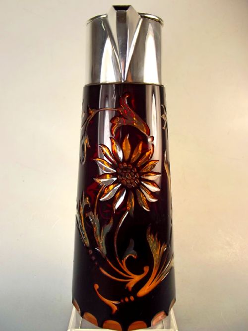 STEVENS WILLIAMS RUBY OVER CITRON SILVER MOUNTED CLARET JUG 1902 - ADDITIONAL PHOTO 1