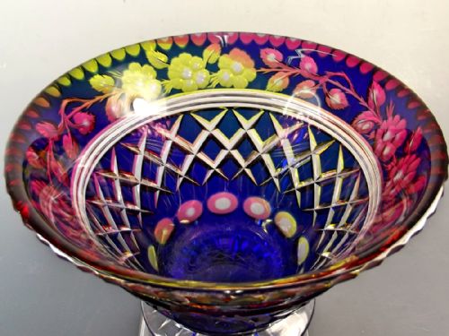 STEVENS WILLIAMS MULTI COLOUR INTAGLIO CUT GLASS BOWL - ADDITIONAL PHOTO 5