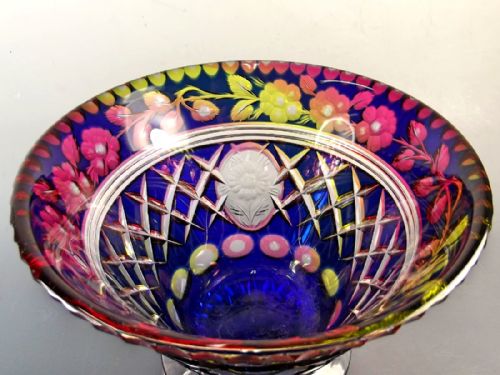 STEVENS WILLIAMS MULTI COLOUR INTAGLIO CUT GLASS BOWL - ADDITIONAL PHOTO 6
