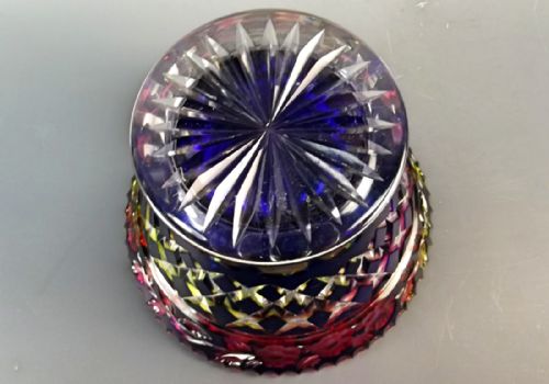 STEVENS WILLIAMS MULTI COLOUR INTAGLIO CUT GLASS BOWL - ADDITIONAL PHOTO 8