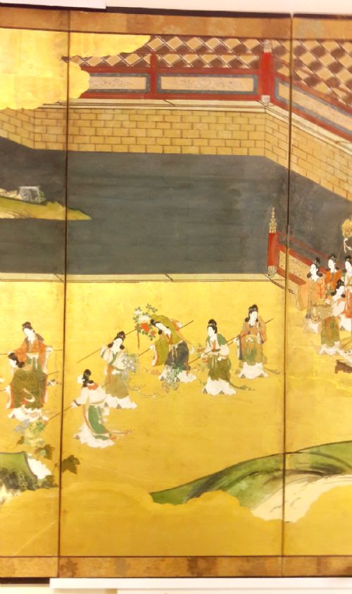 JAPANESE EDO PERIOD 1615 1868 6FOLD PAINTED ENAMEL SCREEN - ADDITIONAL PHOTO 2
