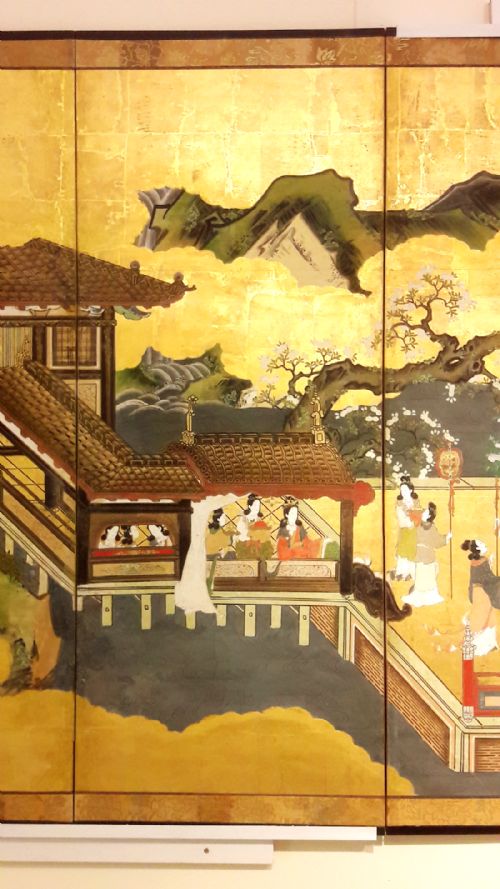 JAPANESE EDO PERIOD 1615 1868 6FOLD PAINTED ENAMEL SCREEN - ADDITIONAL PHOTO 5