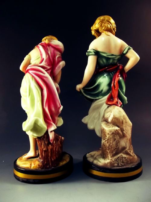 PAIR ROYAL WORCESTER PORCELAIN FIGURINES BEFORE AFTER THE WIND - ADDITIONAL PHOTO 2