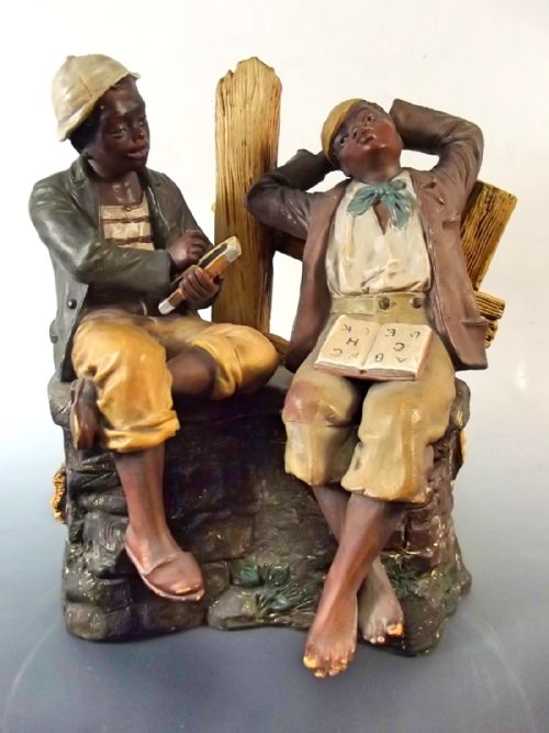 19th c austrian terracotta group the students - CATEGORY: ANTIQUE CERAMICS - DATED 1890