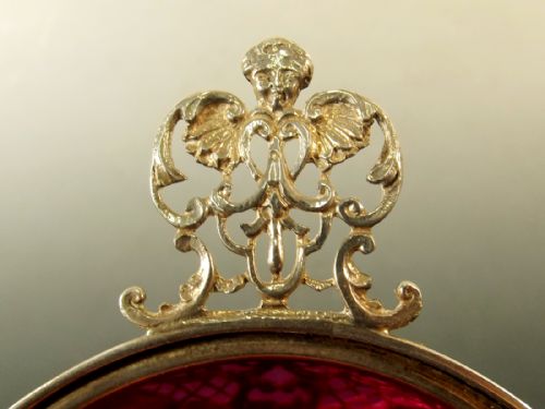 SILVER HALLMARKED CRANBERRY GLASS QUAICH WILLIAM COMYNS 1894 - ADDITIONAL PHOTO 4