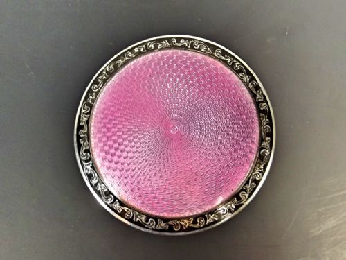 ART DECO HALLMARKED STERLING SILVER GUILLOCHE ENAMEL TRINKET BOX 1923 - ADDITIONAL PHOTO 1