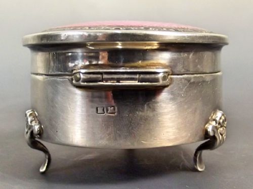 ART DECO HALLMARKED STERLING SILVER GUILLOCHE ENAMEL TRINKET BOX 1923 - ADDITIONAL PHOTO 2