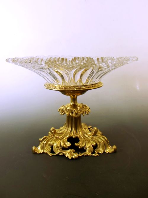 french ormolu cut glass tazza - CATEGORY: ANTIQUE GLASS - DATED 1870