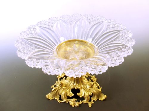 FRENCH ORMOLU CUT GLASS TAZZA - ADDITIONAL PHOTO 2