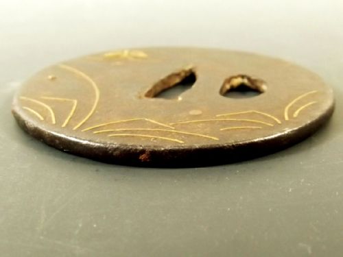 JAPANESE EDO PERIOD GOLD ONLAID IRON TSUBA - ADDITIONAL PHOTO 3