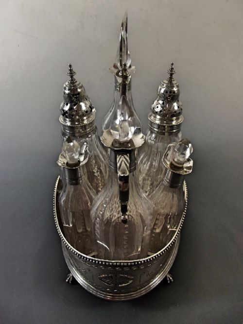 1783 HALLMARKED SILVER 8 BOTTLE CRUET BY ROBERT HENNELL I - ADDITIONAL PHOTO 2