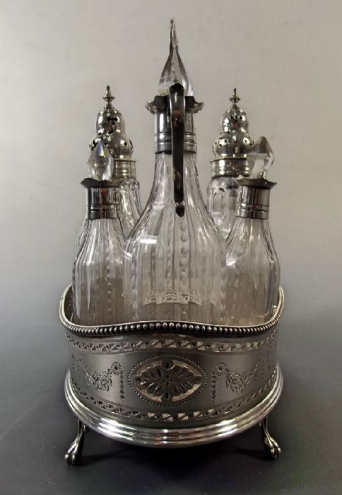 1783 HALLMARKED SILVER 8 BOTTLE CRUET BY ROBERT HENNELL I - ADDITIONAL PHOTO 3