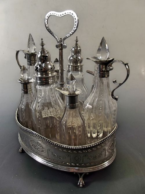 1783 HALLMARKED SILVER 8 BOTTLE CRUET BY ROBERT HENNELL I - ADDITIONAL PHOTO 11