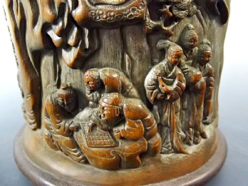 CHINESE CARVED BAMBOO BRUSH POT C1890 - ADDITIONAL PHOTO 2