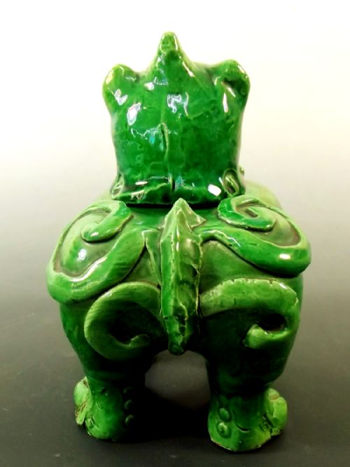 CHINESE GUANGXU GREEN GLAZED POTTERY LION DOG CENSER - ADDITIONAL PHOTO 4