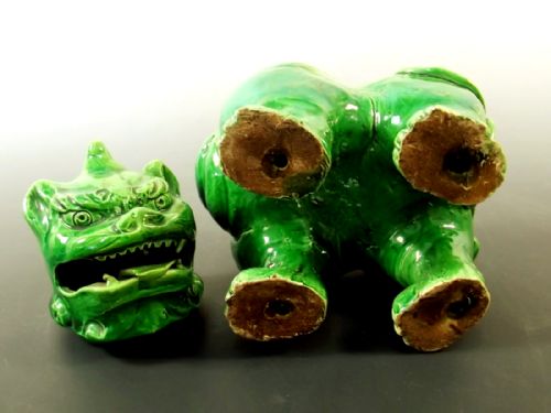 CHINESE GUANGXU GREEN GLAZED POTTERY LION DOG CENSER - ADDITIONAL PHOTO 8