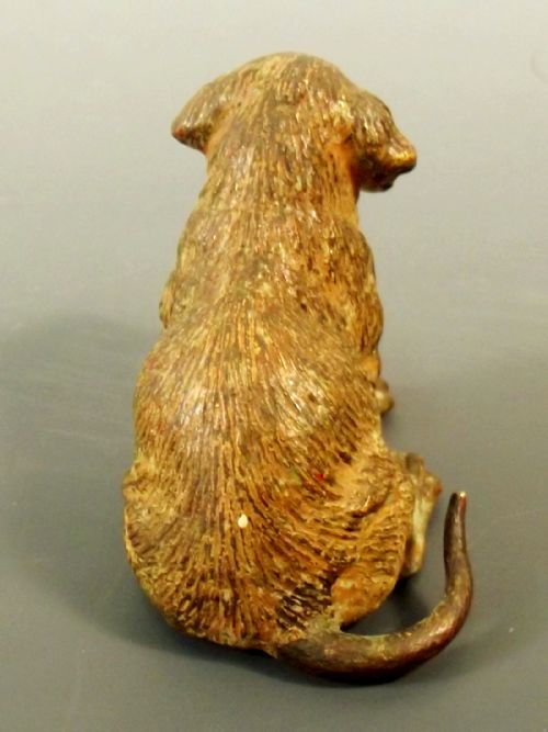 AUSTRIAN VIENNA COLD PAINTED BRONZE PUPPY DOG WITH BONE - ADDITIONAL PHOTO 3