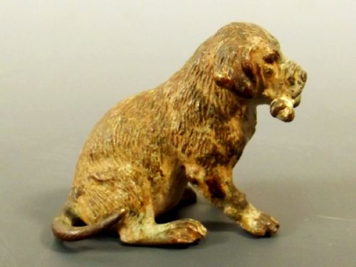AUSTRIAN VIENNA COLD PAINTED BRONZE PUPPY DOG WITH BONE - ADDITIONAL PHOTO 4